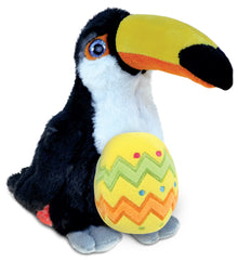 DolliBu Super Soft Cute Toucan Bird with Yellow Easter Egg Plush - 9.5 Inches