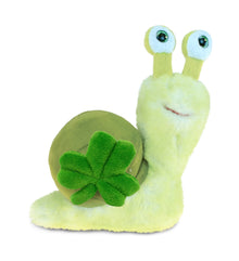 DolliBu Super Soft Green Snail Stuffed Animal with Green Plush Shamrock, 7 Inch