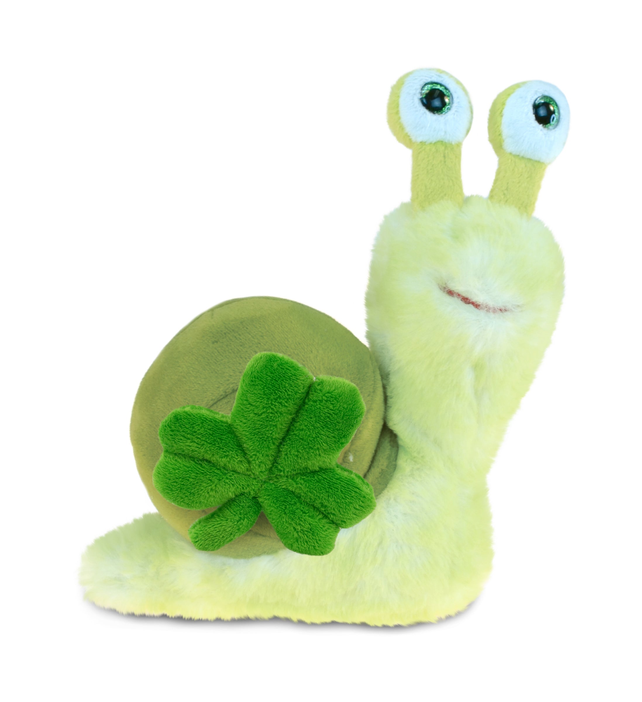 DolliBu Super Soft Green Snail Stuffed Animal with Green Plush Shamrock, 7 Inch