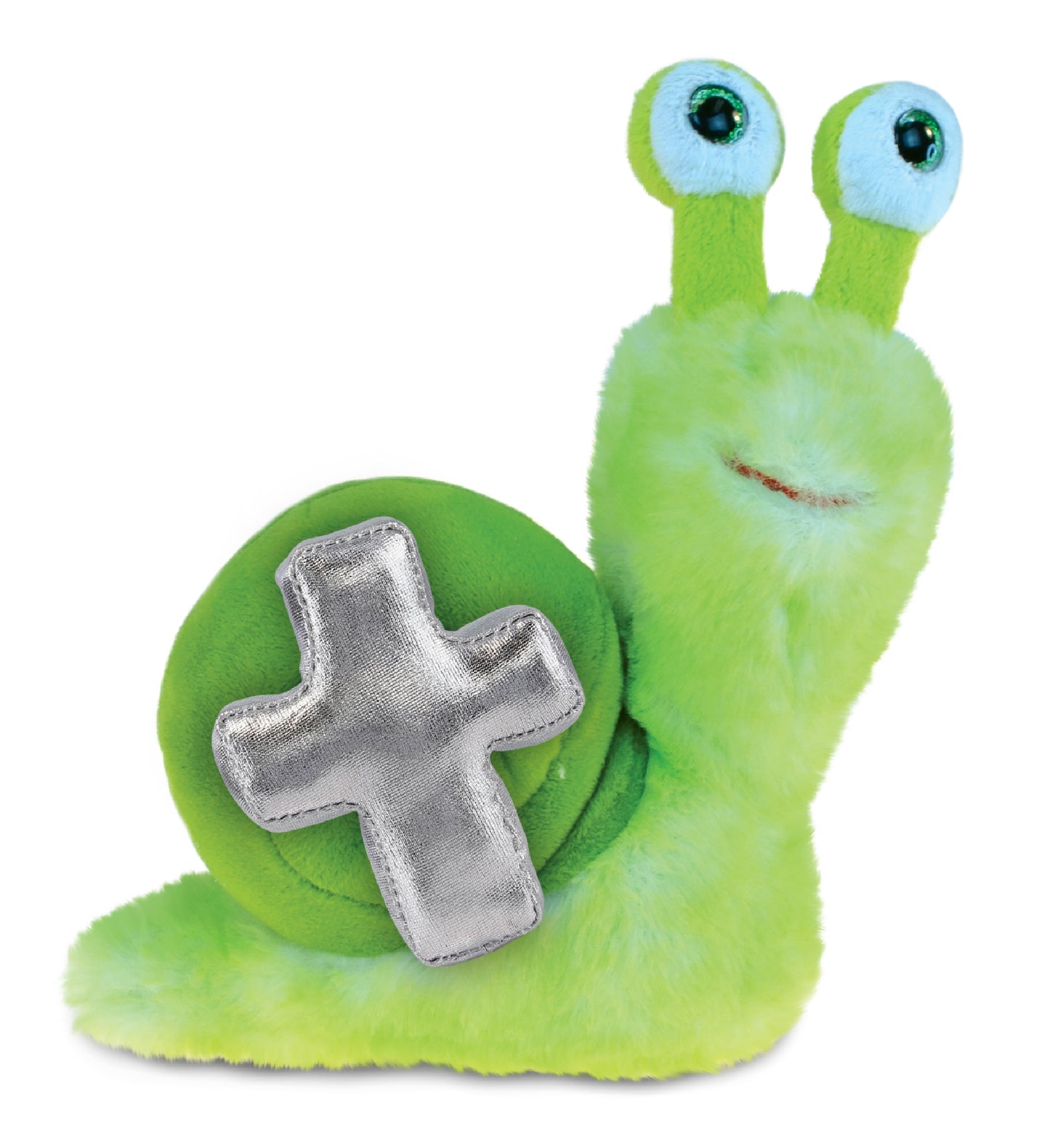 PLUSH CROSS - SUPER SOFT PLUSH - GREEN SNAIL