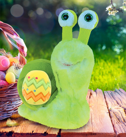 DolliBu Super Soft Cute Green Snail with Yellow Easter Egg Plush - 7 Inches