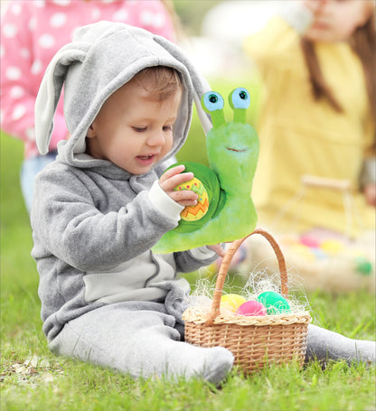 DolliBu Super Soft Cute Green Snail with Yellow Easter Egg Plush - 7 Inches