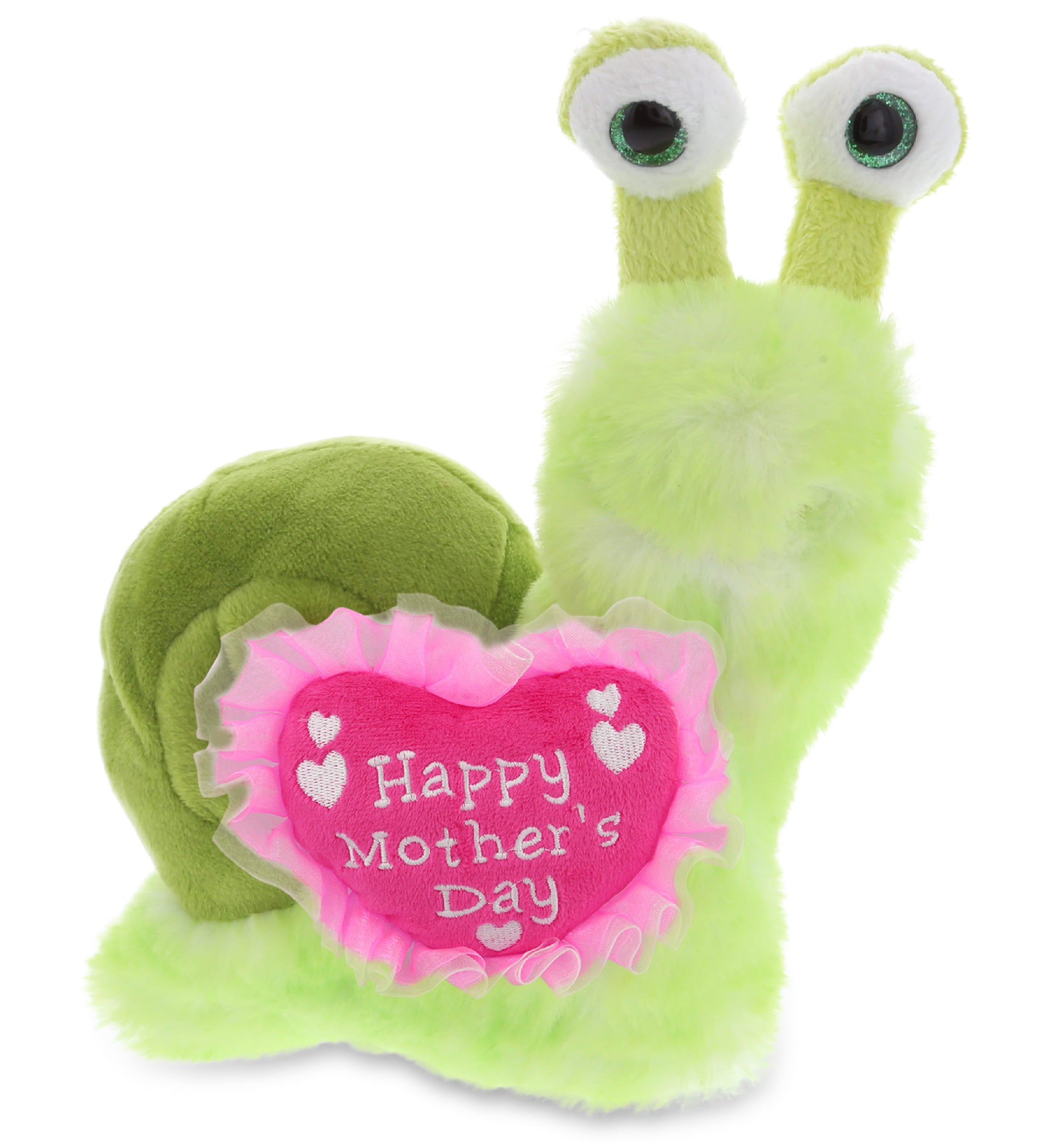 PLUSH MOTHERS DAY HEART - SUPER SOFT PLUSH - GREEN SNAIL
