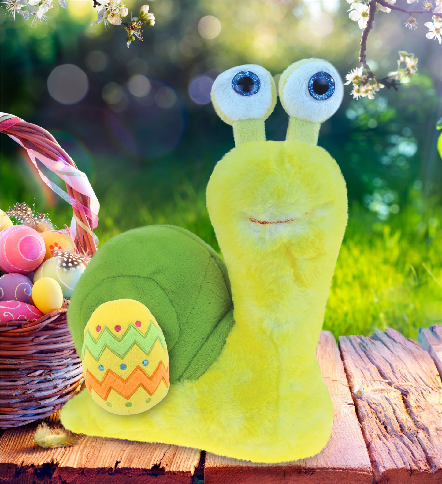 DolliBu Super Soft Cute Yellow Snail with Yellow Easter Egg Plush - 9 Inches