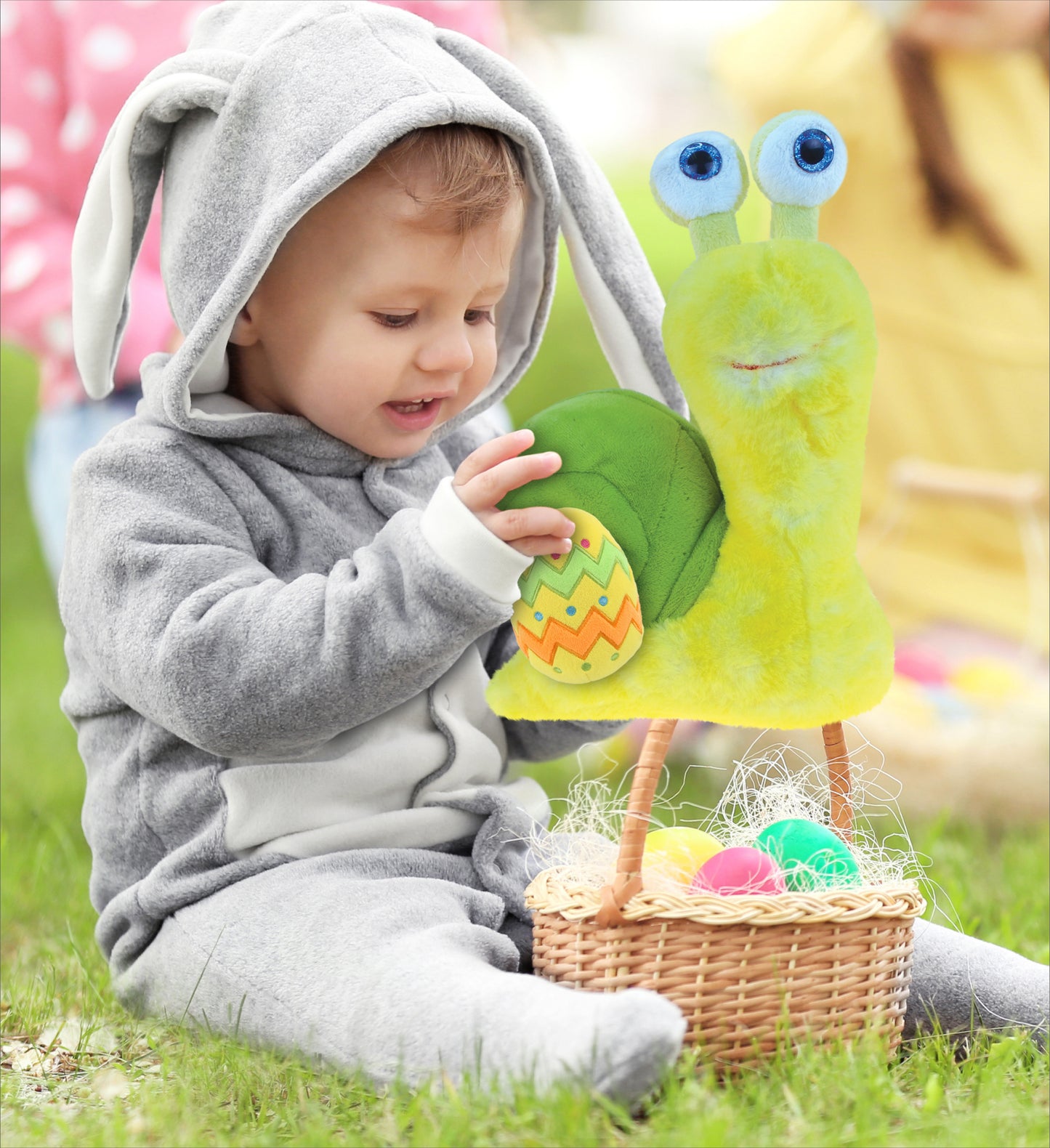 DolliBu Super Soft Cute Yellow Snail with Yellow Easter Egg Plush - 9 Inches