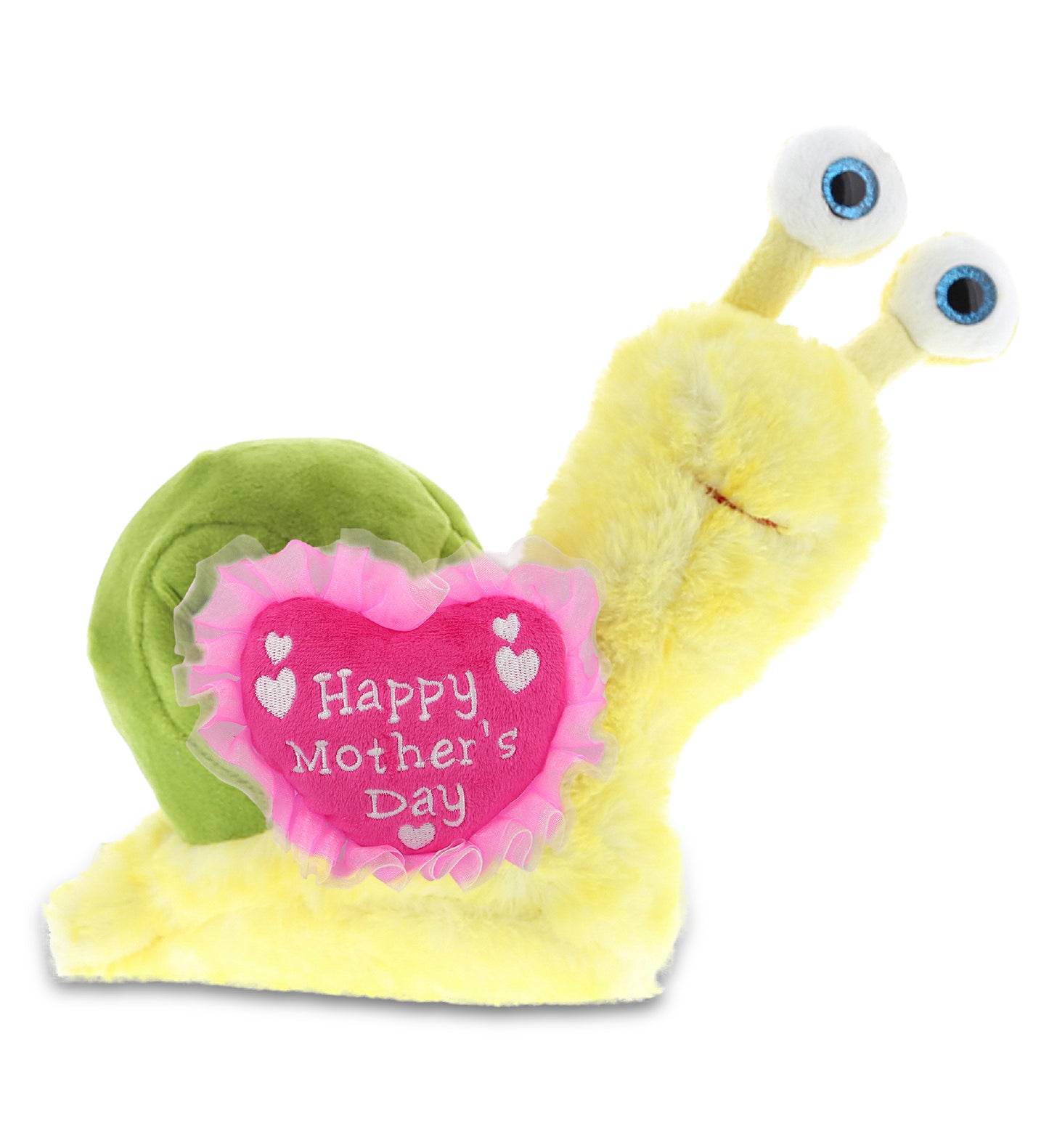 PLUSH MOTHERS DAY HEART - SUPER SOFT PLUSH - YELLOW SNAIL