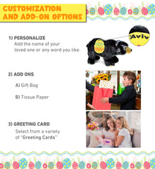 DolliBu Super Soft Wild Black Bear with Yellow Easter Egg Plush - 11 Inches