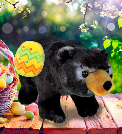 DolliBu Super Soft Wild Black Bear with Yellow Easter Egg Plush - 11 Inches