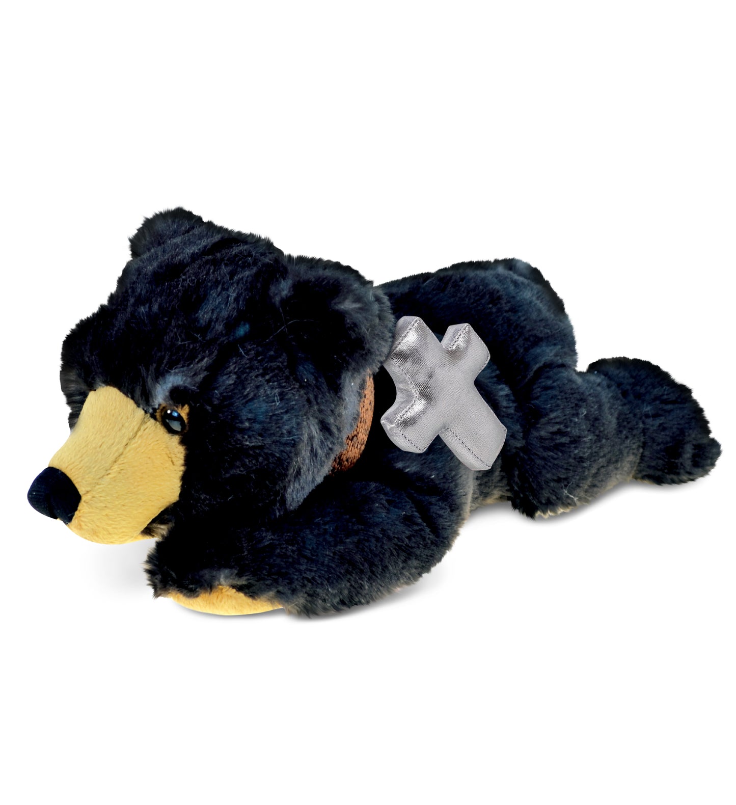 PLUSH CROSS - SUPER SOFT PLUSH - LYING WILD BLACK BEAR