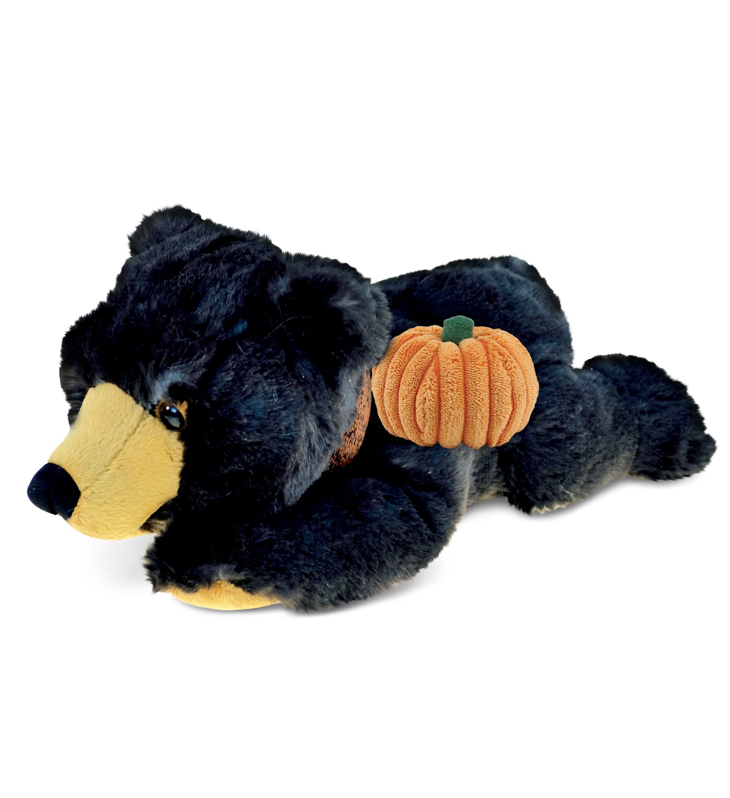 PLUSH PUMPKIN - SUPER SOFT PLUSH - LYING WILD BLACK BEAR