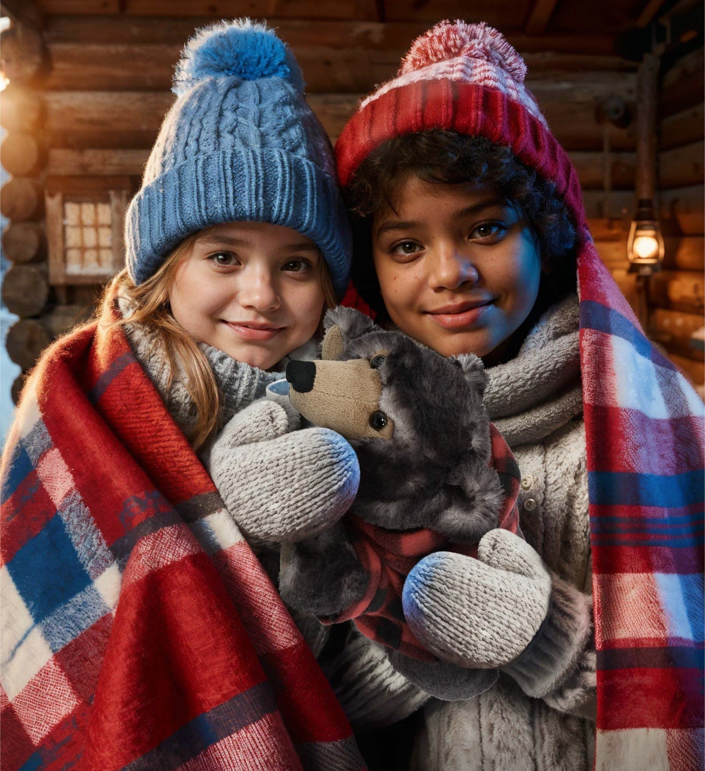 SUPER SOFT PLUSH - LYING WILD BLACK BEAR WITH RED PLAID HOODIE