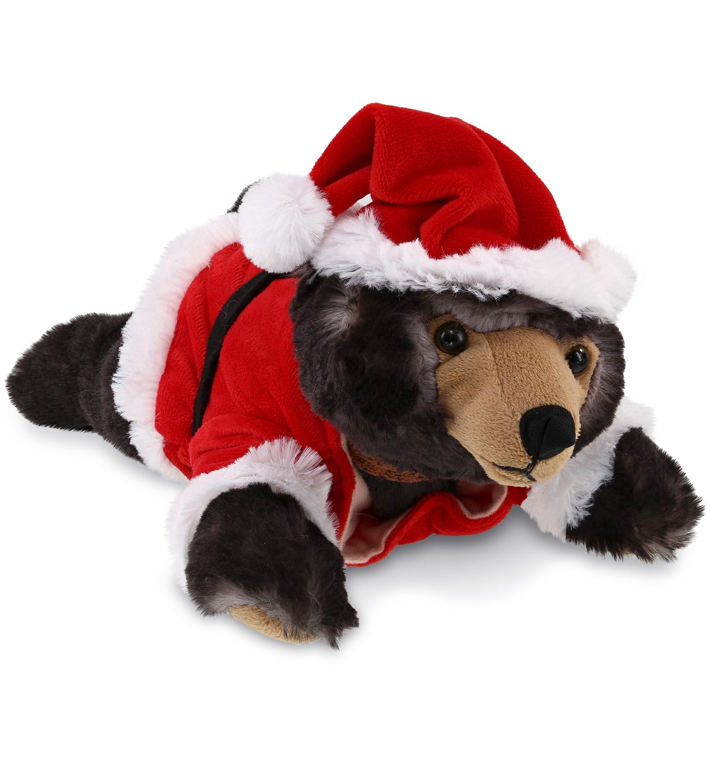 PLUSH SANTA - SUPER SOFT PLUSH - LYING WILD BLACK BEAR