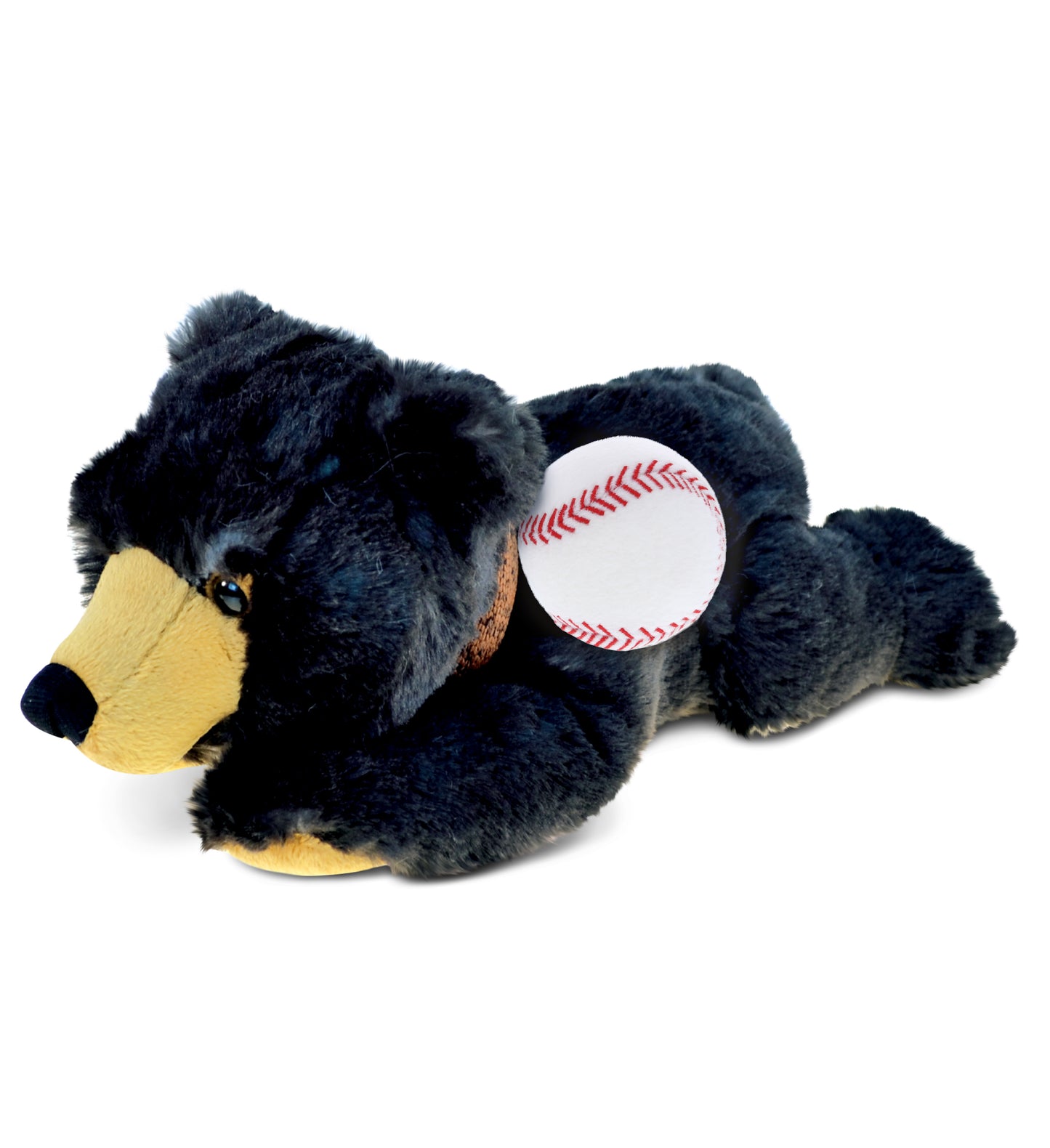 PLUSH BASEBALL - SUPER SOFT PLUSH - LYING WILD BLACK BEAR