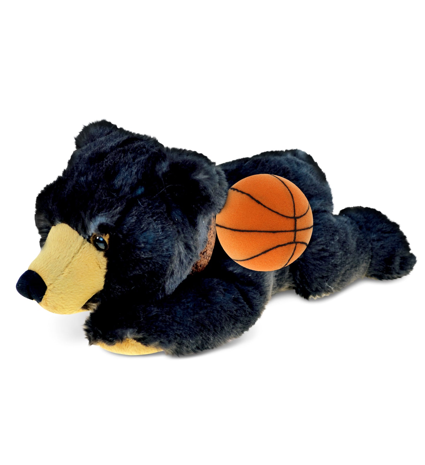 PLUSH BASKETBALL - SUPER SOFT PLUSH - LYING WILD BLACK BEAR
