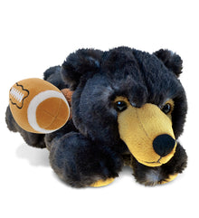 SUPER SOFT PLUSH - LYING WILD BLACK BEAR WITH FOOTBALL PLUSH