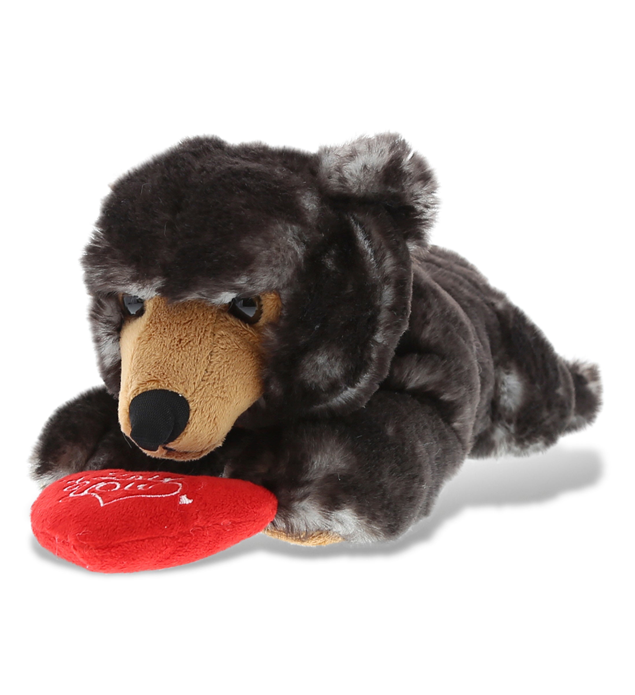 PLUSH I LOVE YOU RED HEART - SUPER SOFT PLUSH - LYING WILD BLACK BEAR