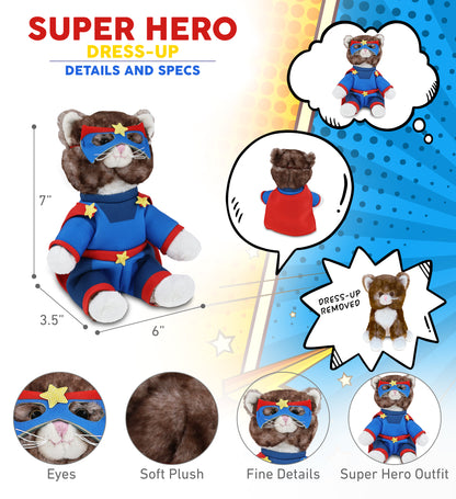 SUPER SOFT PLUSH - BROWN CAT SUPER HERO