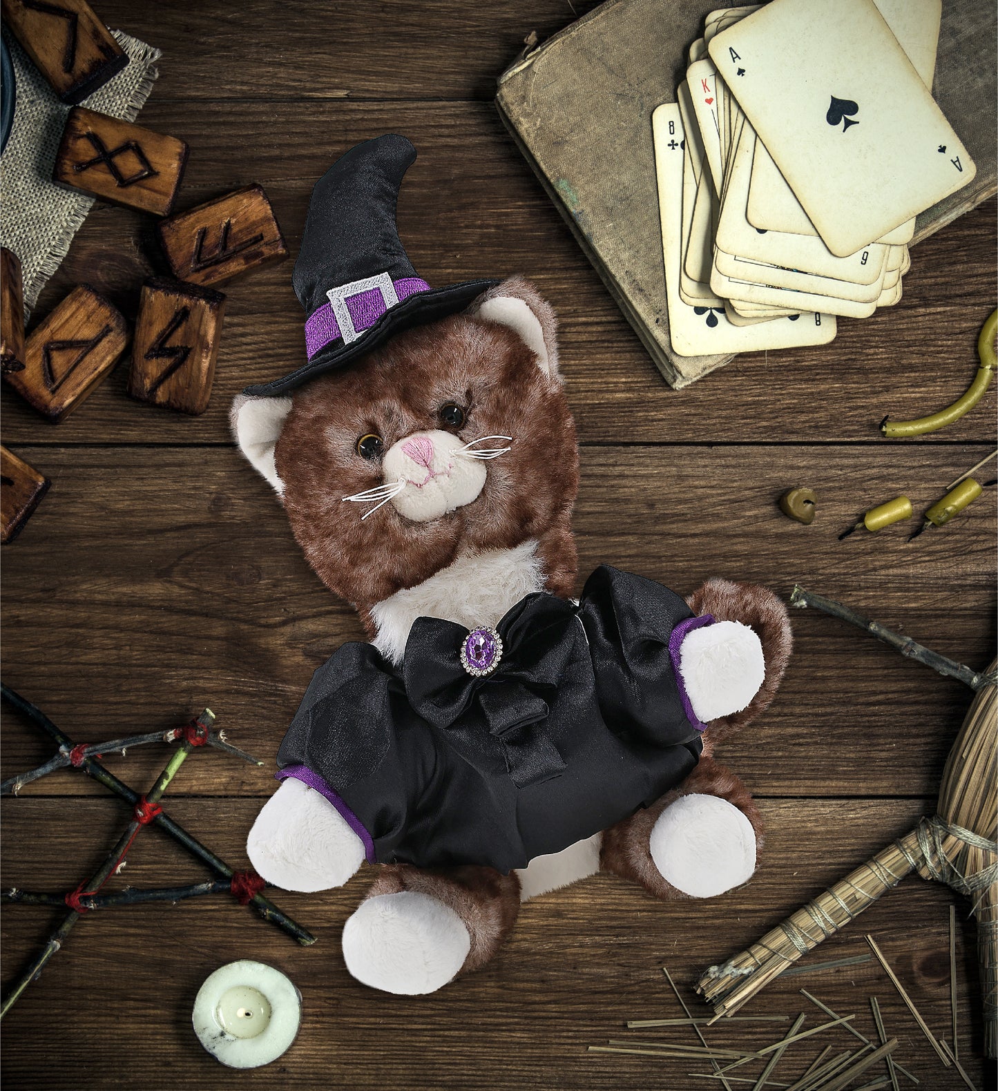 SUPER SOFT PLUSH - BROWN CAT WITCH