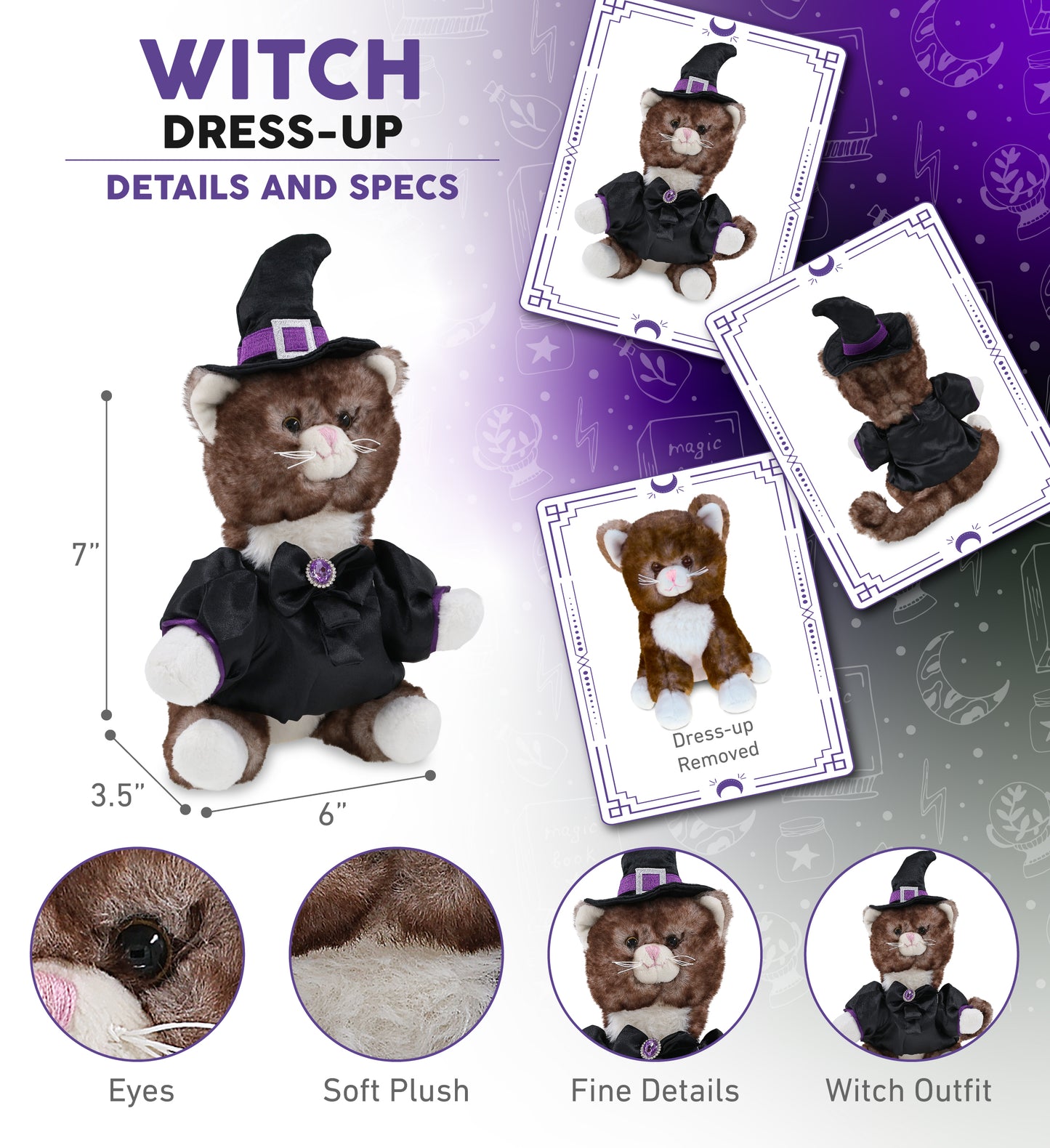 SUPER SOFT PLUSH - BROWN CAT WITCH
