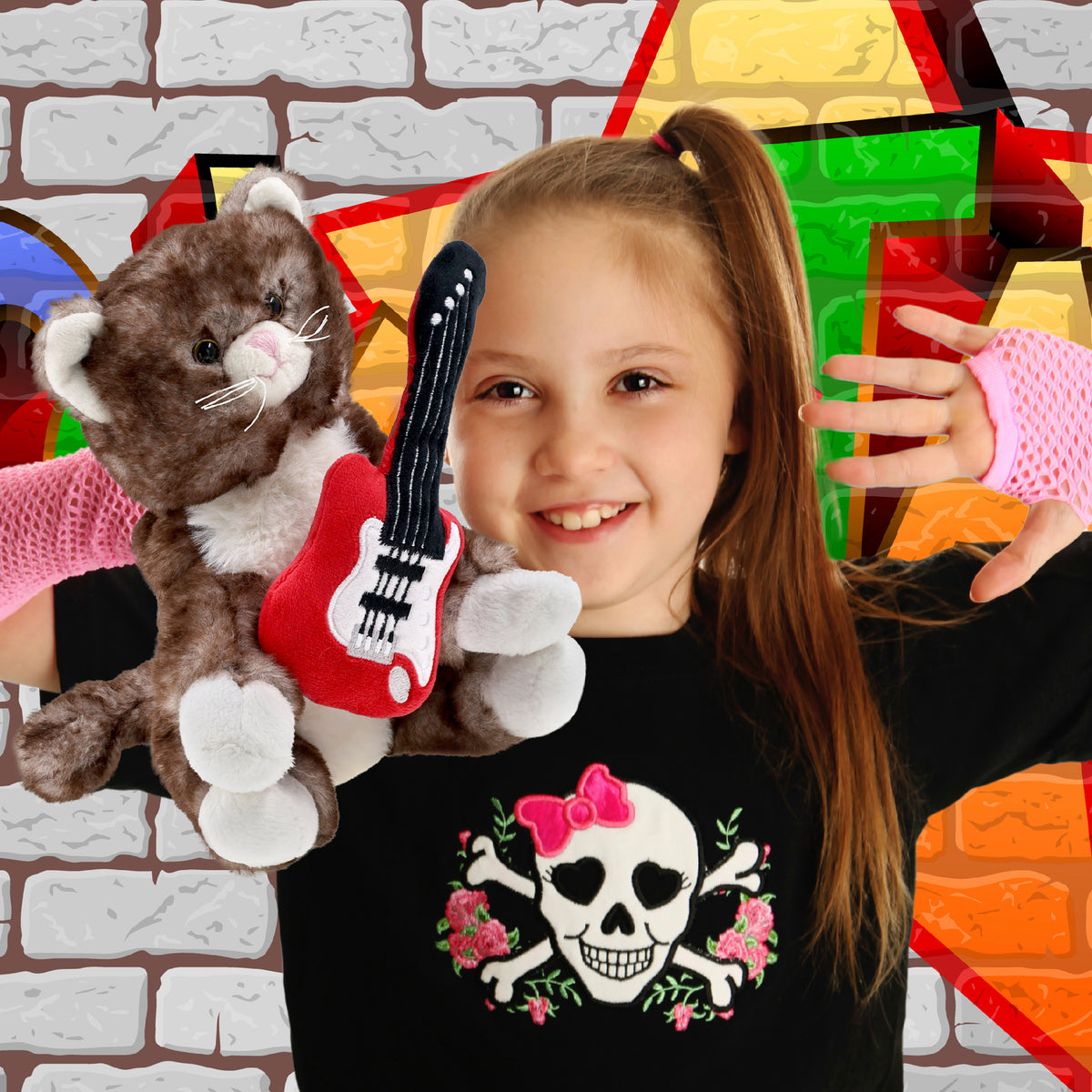 SUPER SOFT PLUSH - BROWN CAT WITH GUITAR ADD ON