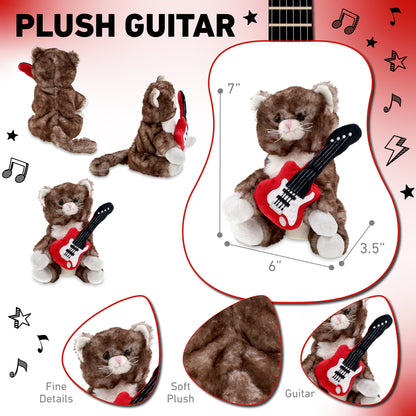 SUPER SOFT PLUSH - BROWN CAT WITH GUITAR ADD ON