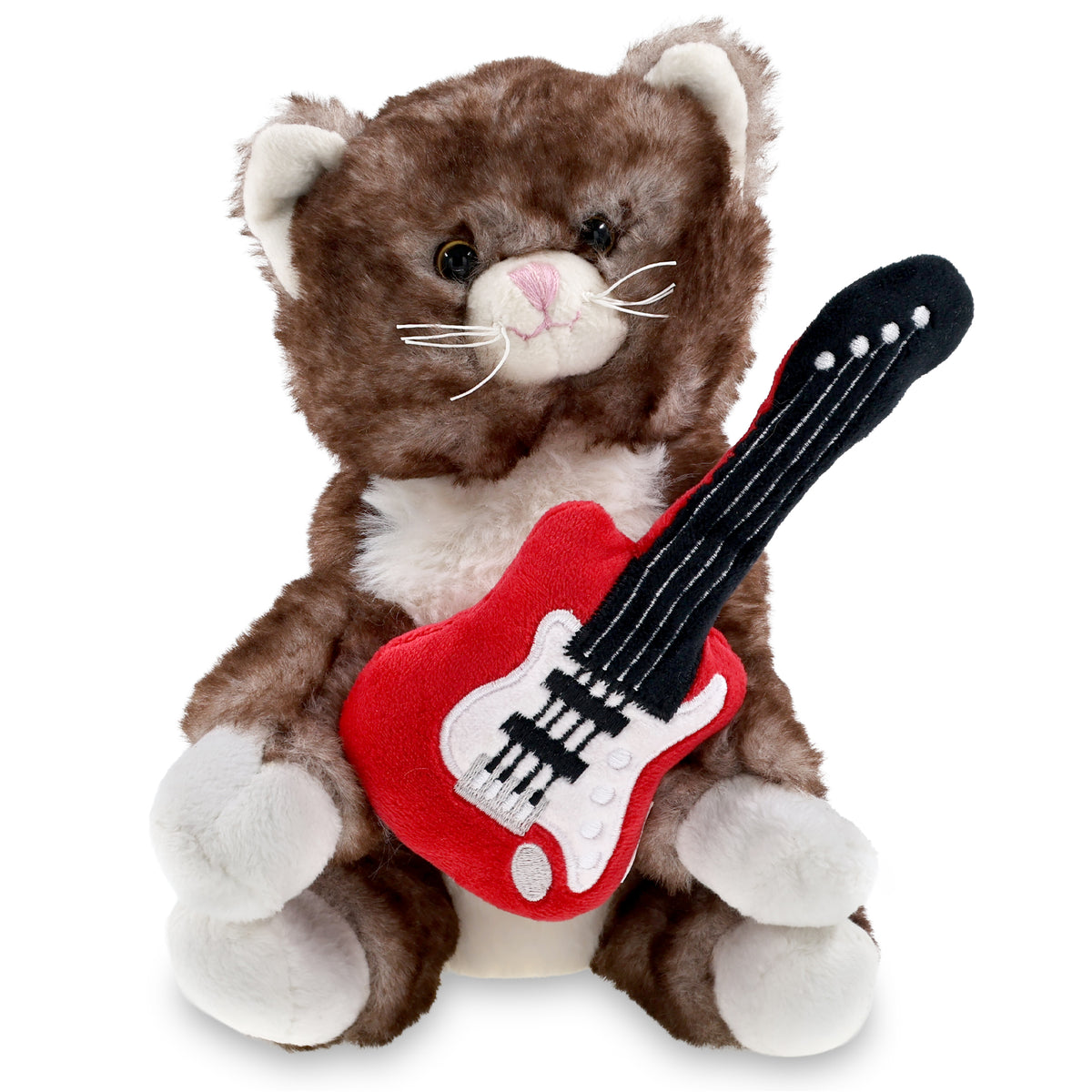 SUPER SOFT PLUSH - BROWN CAT WITH GUITAR ADD ON