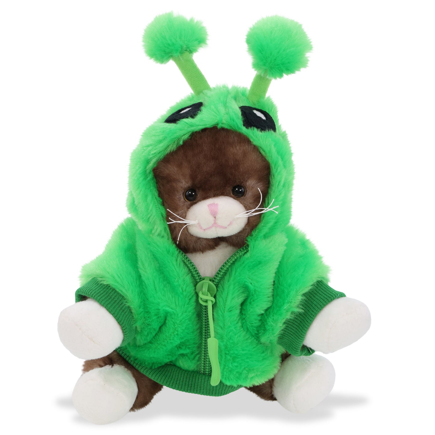 SUPER SOFT PLUSH - BROWN CAT WITH ALIEN SWEATER