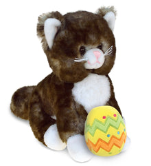DolliBu Super Soft Cute Brown Cat with Yellow Easter Egg Plush - 7 Inches