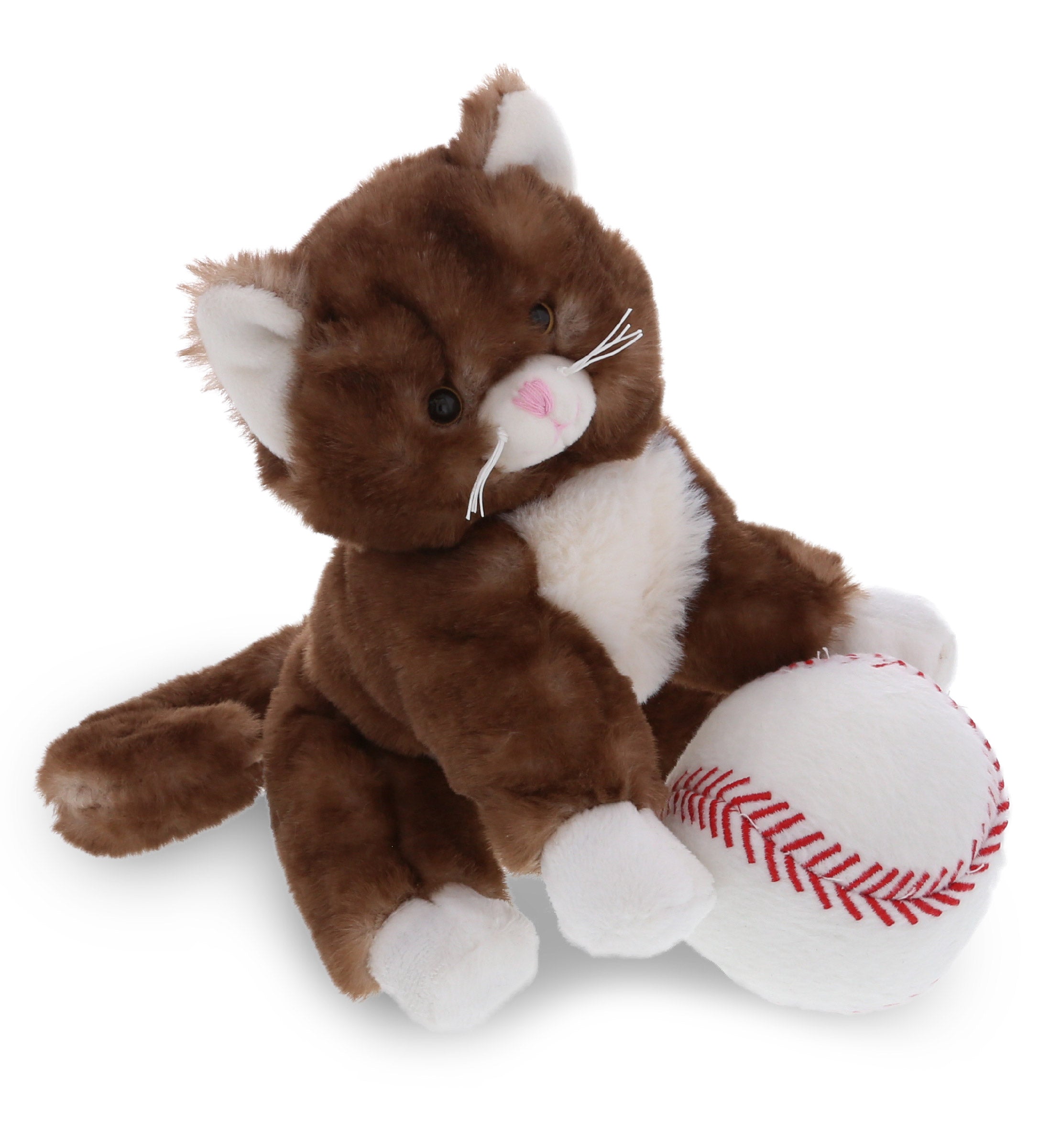 PLUSH BASEBALL - SUPER SOFT PLUSH - BROWN CAT