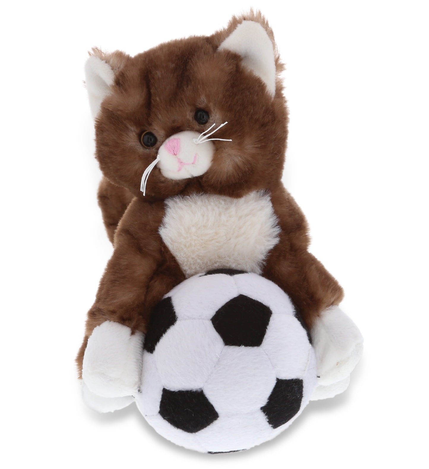 PLUSH SOCCER BALL - SUPER SOFT PLUSH - BROWN CAT