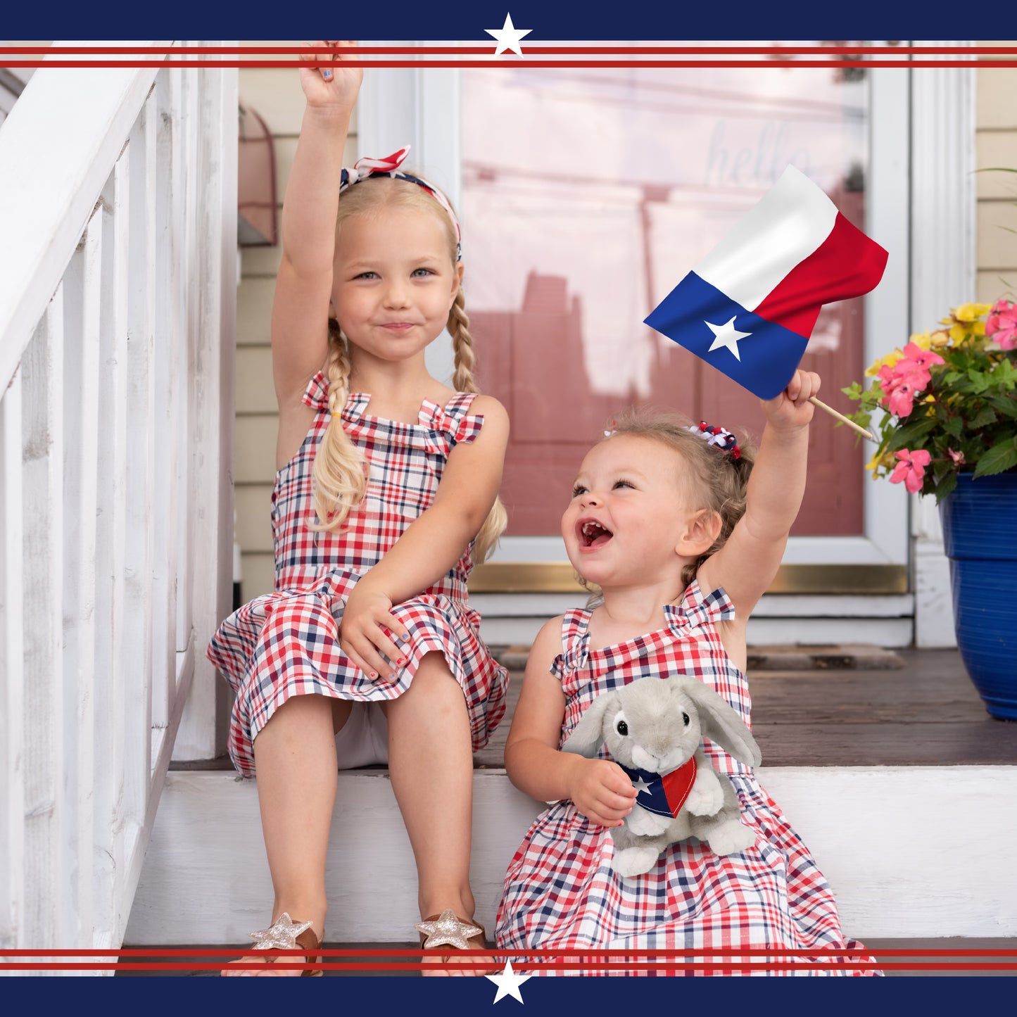 SUPER SOFT PLUSH - GREY RABBIT WITH TEXAS FLAG BANDANA