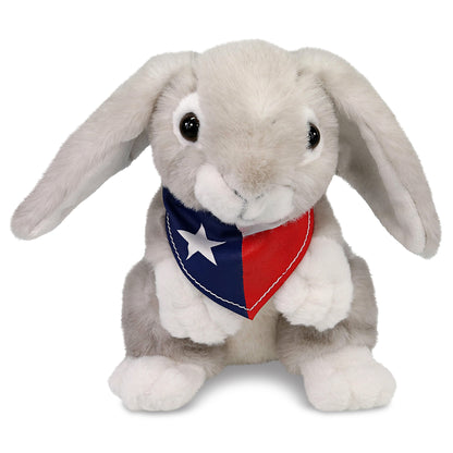 SUPER SOFT PLUSH - GREY RABBIT WITH TEXAS FLAG BANDANA