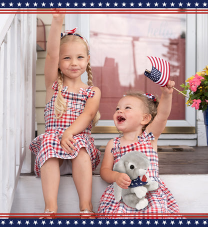 SUPER SOFT PLUSH - GREY RABBIT WITH USA FLAG BANDANA