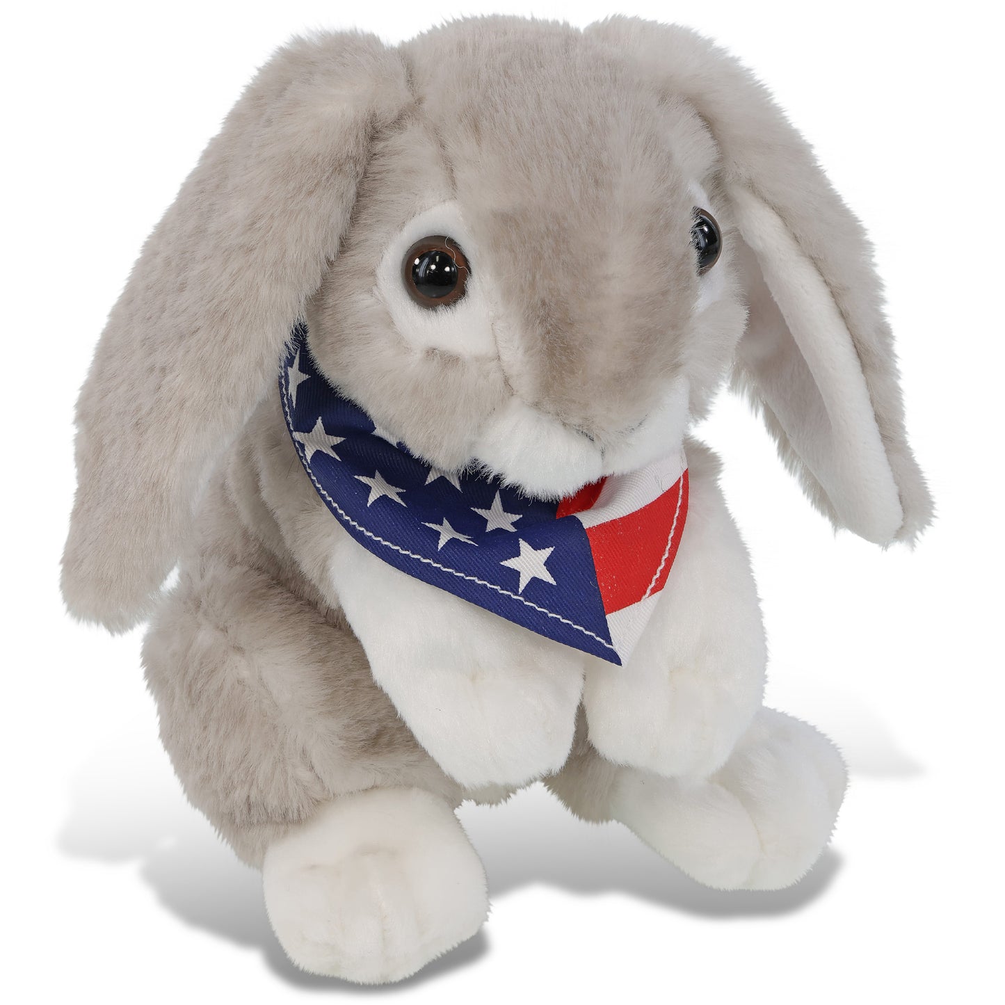 SUPER SOFT PLUSH - GREY RABBIT WITH USA BANDANA
