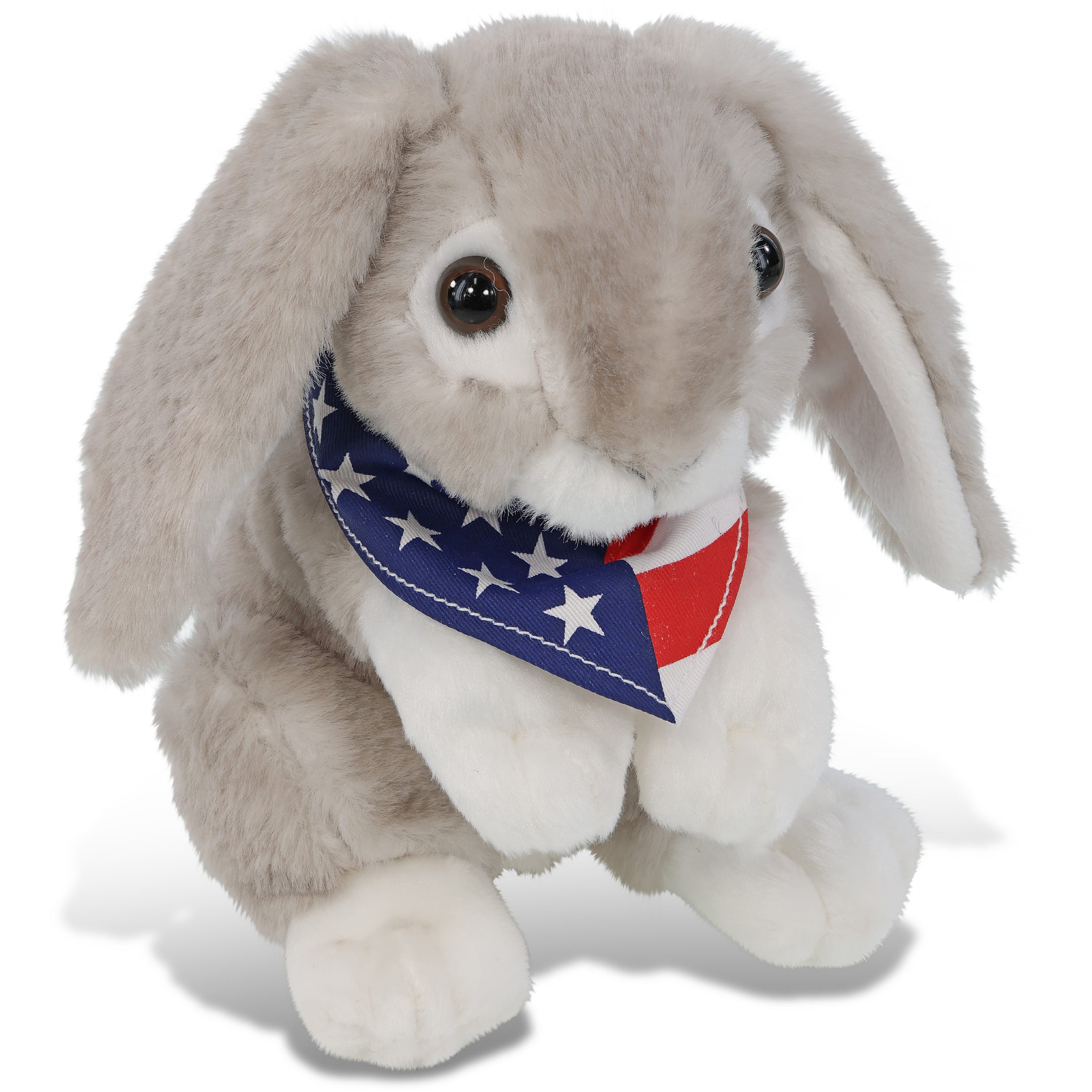 SUPER SOFT PLUSH - GREY RABBIT WITH USA BANDANA