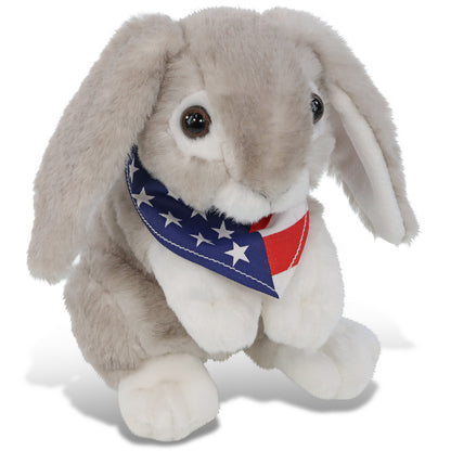 SUPER SOFT PLUSH - GREY RABBIT WITH USA BANDANA