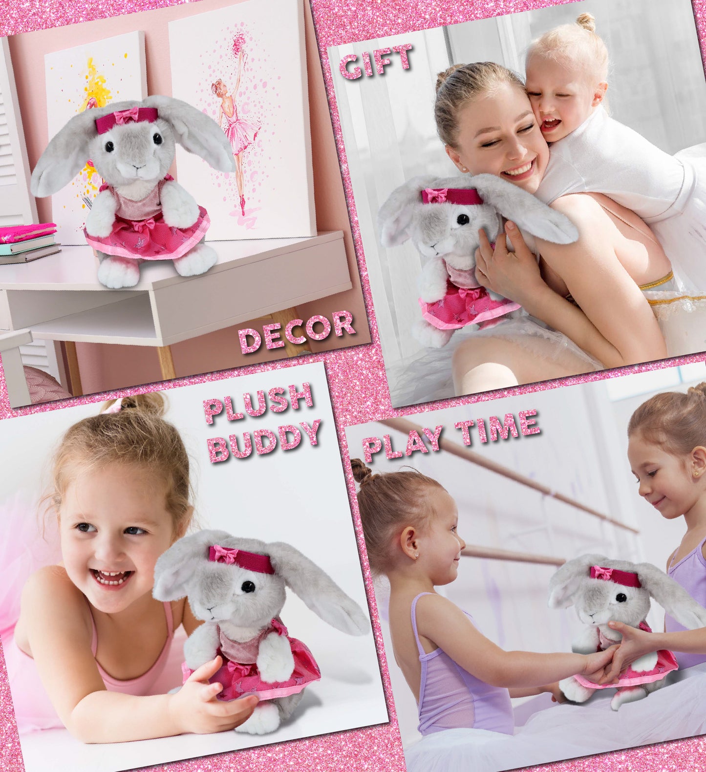 SUPER SOFT PLUSH - GREY RABBIT Ballerina