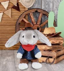 SUPER SOFT PLUSH - GREY RABBIT COWBOY DRESS UP