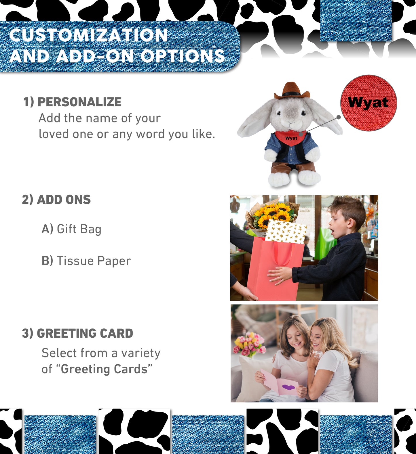 SUPER SOFT PLUSH - GREY RABBIT COWBOY DRESS UP