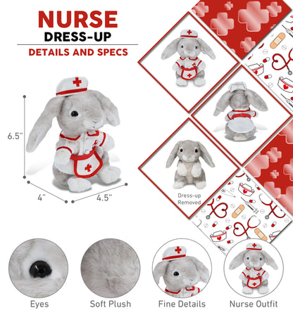 SUPER SOFT PLUSH - GREY RABBIT NURSE DRESS UP
