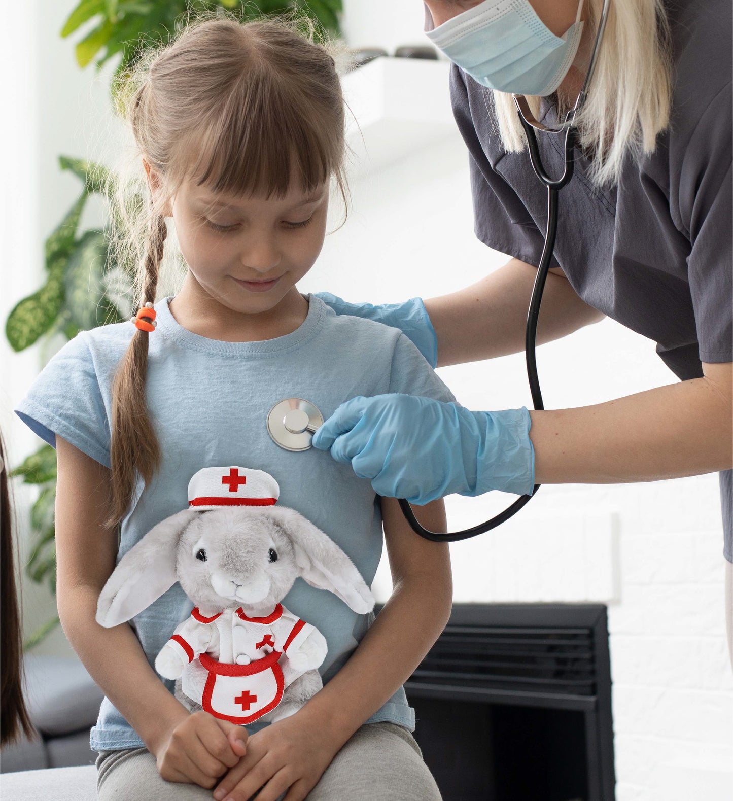 SUPER SOFT PLUSH - GREY RABBIT NURSE DRESS UP