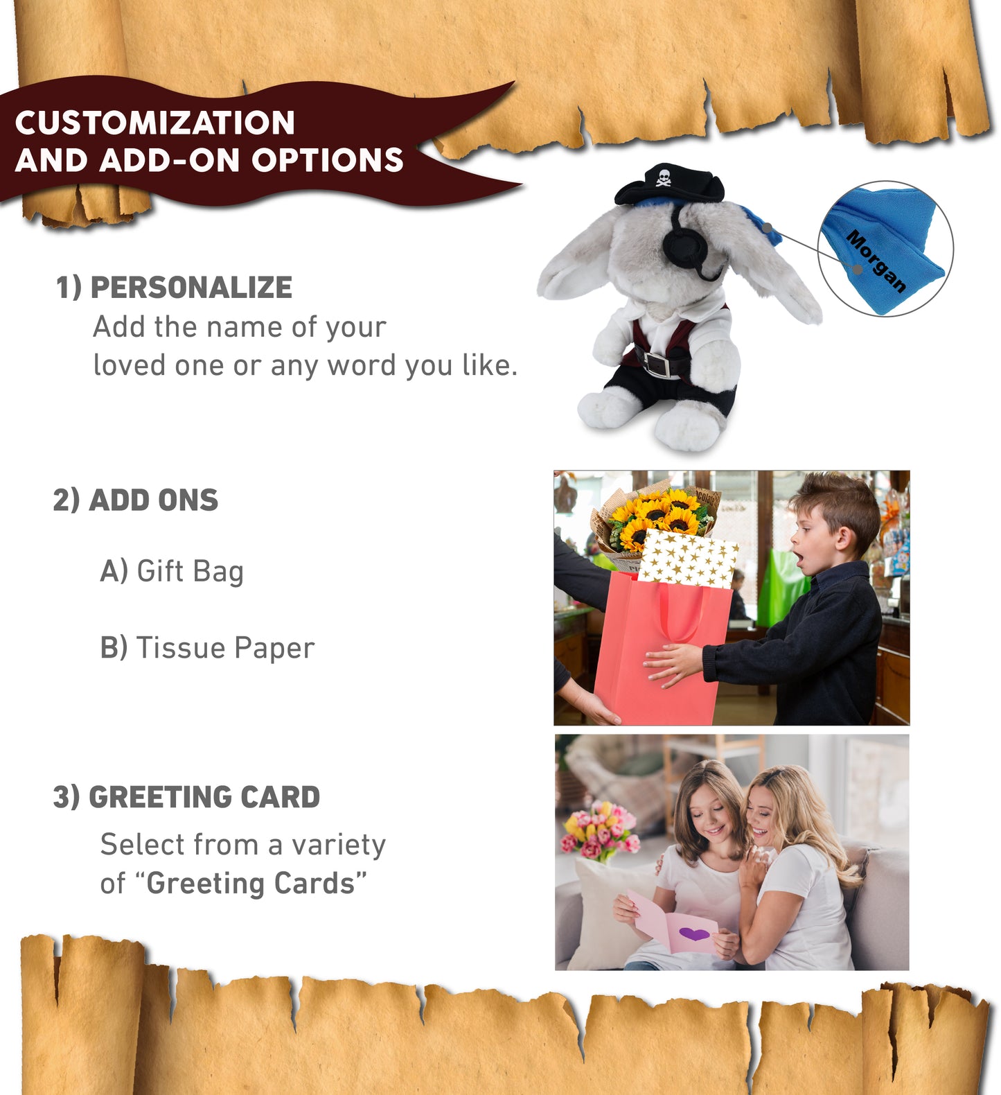 SUPER SOFT PLUSH - GREY RABBIT WITH PIRATE DRESS UP