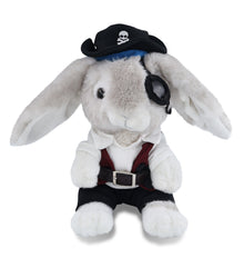 SUPER SOFT PLUSH - GREY RABBIT WITH PIRATE DRESS UP