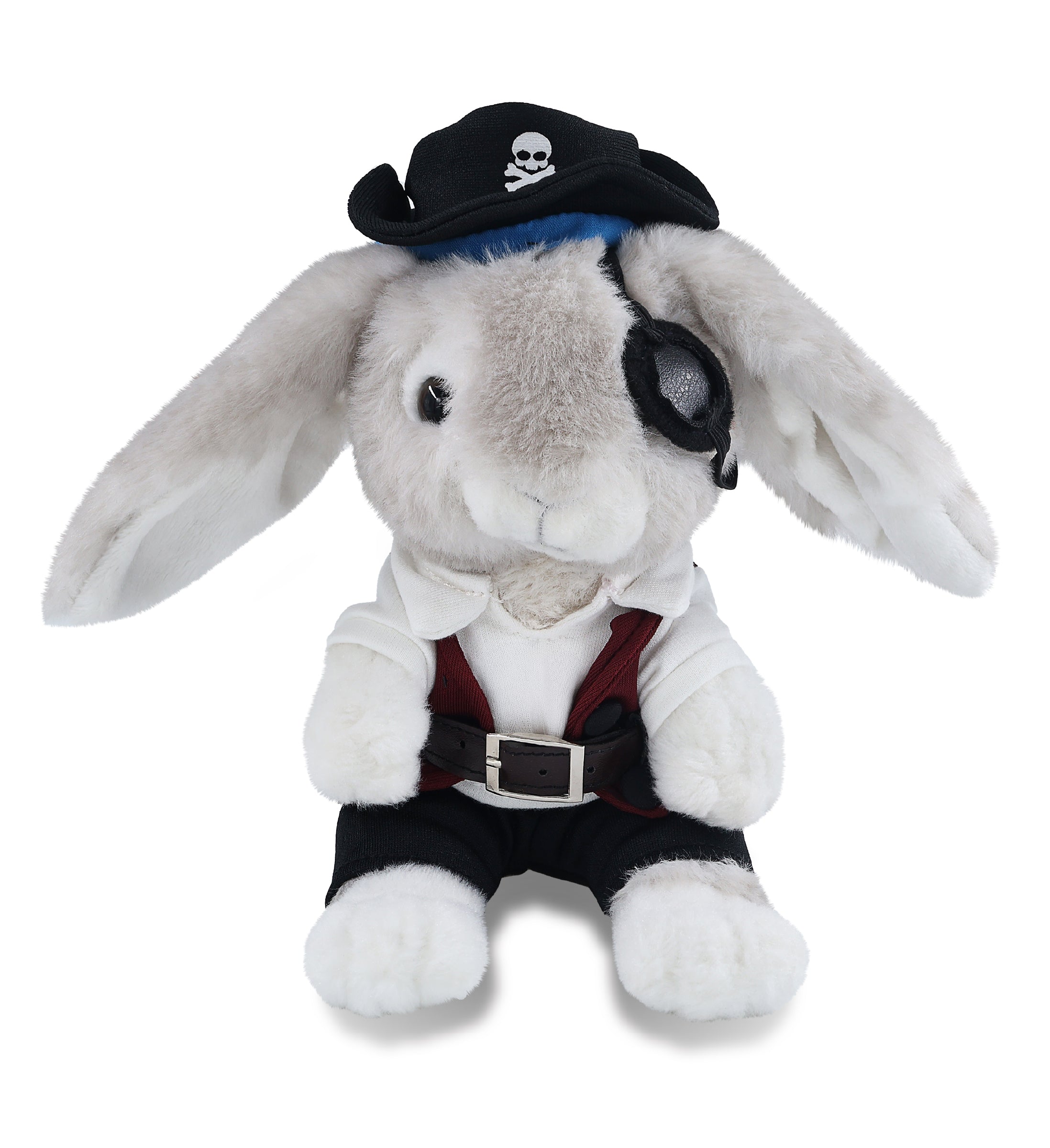 SUPER SOFT PLUSH - GREY RABBIT WITH PIRATE DRESS UP