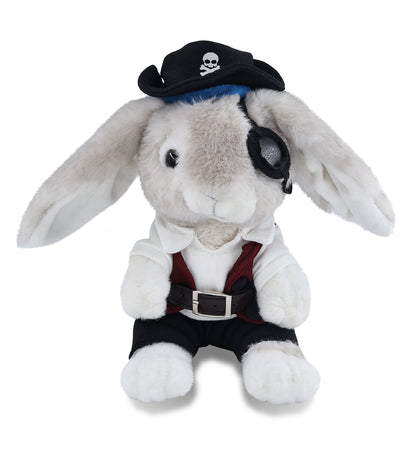 SUPER SOFT PLUSH - GREY RABBIT WITH PIRATE DRESS UP