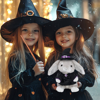SUPER SOFT PLUSH - GREY RABBIT WITH WITCH DRESS UP