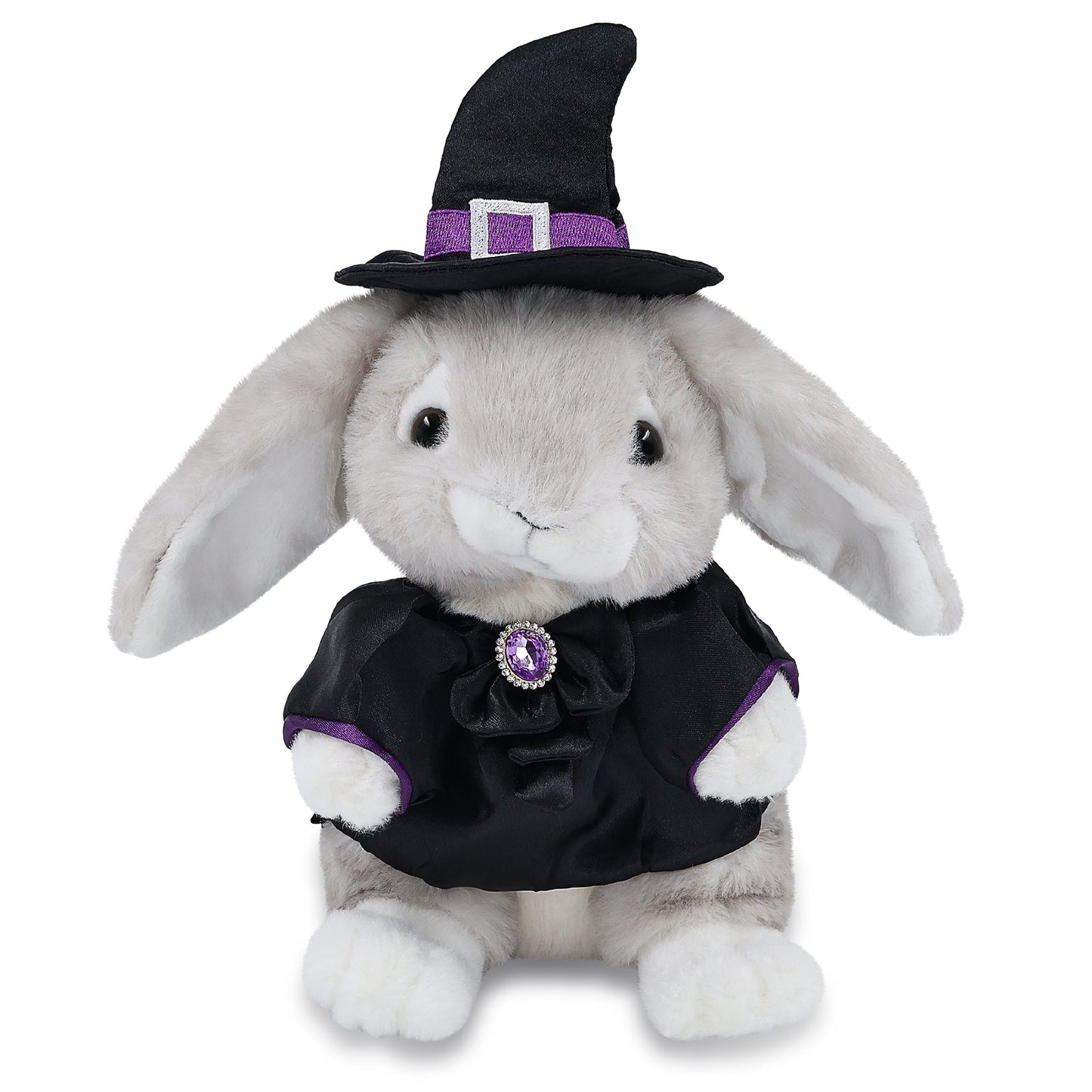 SUPER SOFT PLUSH - GREY RABBIT WITH WITCH DRESS UP