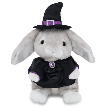 SUPER SOFT PLUSH - GREY RABBIT WITH WITCH DRESS UP