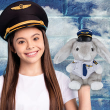 SUPER SOFT PLUSH - GREY RABBIT WITH PILOT DRESS UP