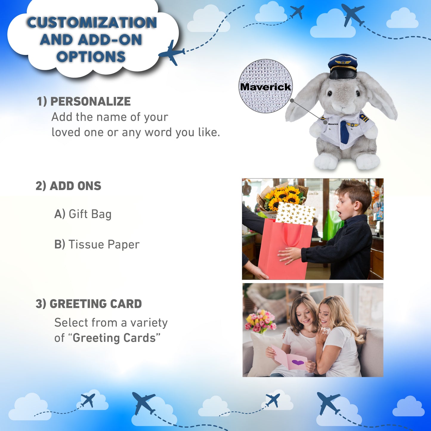 SUPER SOFT PLUSH - GREY RABBIT WITH PILOT DRESS UP